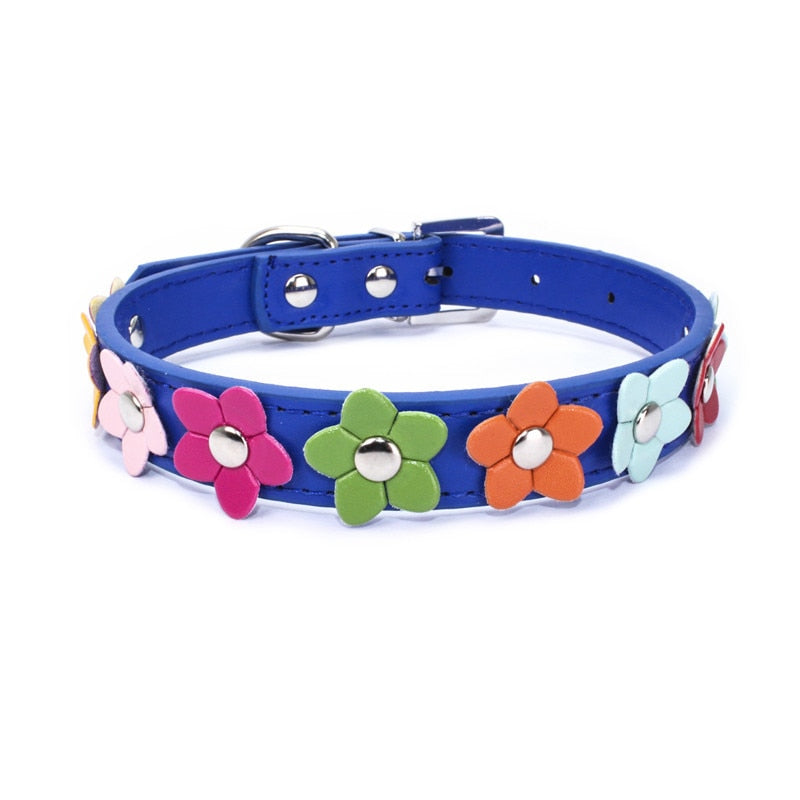 Harko flowers dog collar PU leather