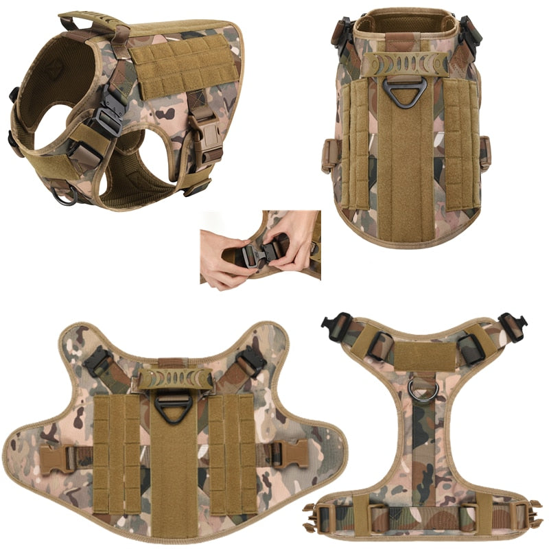 K9 Tactical Military Vest Tactical Training Dog Harness and Leash Set For All Breeds Dogs