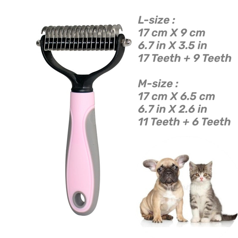 Pets Stainless Steel Grooming Brush Two-Sided Shedding and Dematting