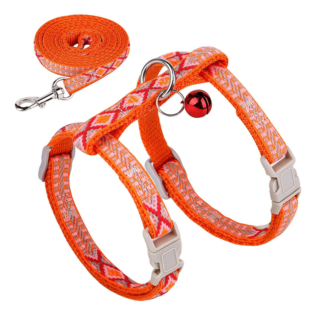 Nylon cat harness and lead set