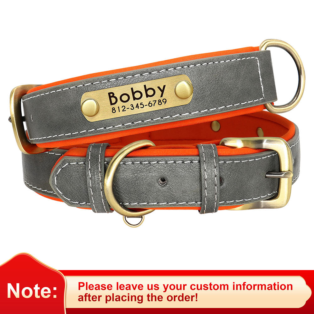 Customized leather dog collar - Free engraving