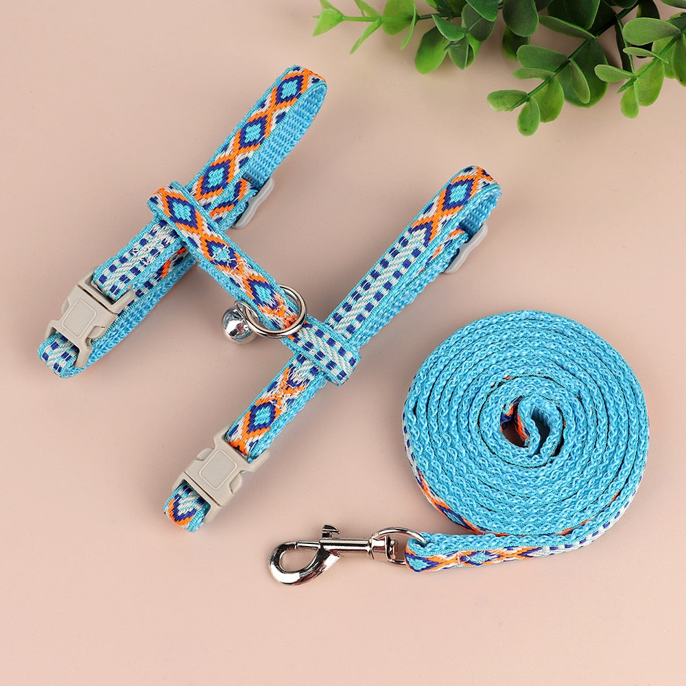 Nylon cat harness and lead set