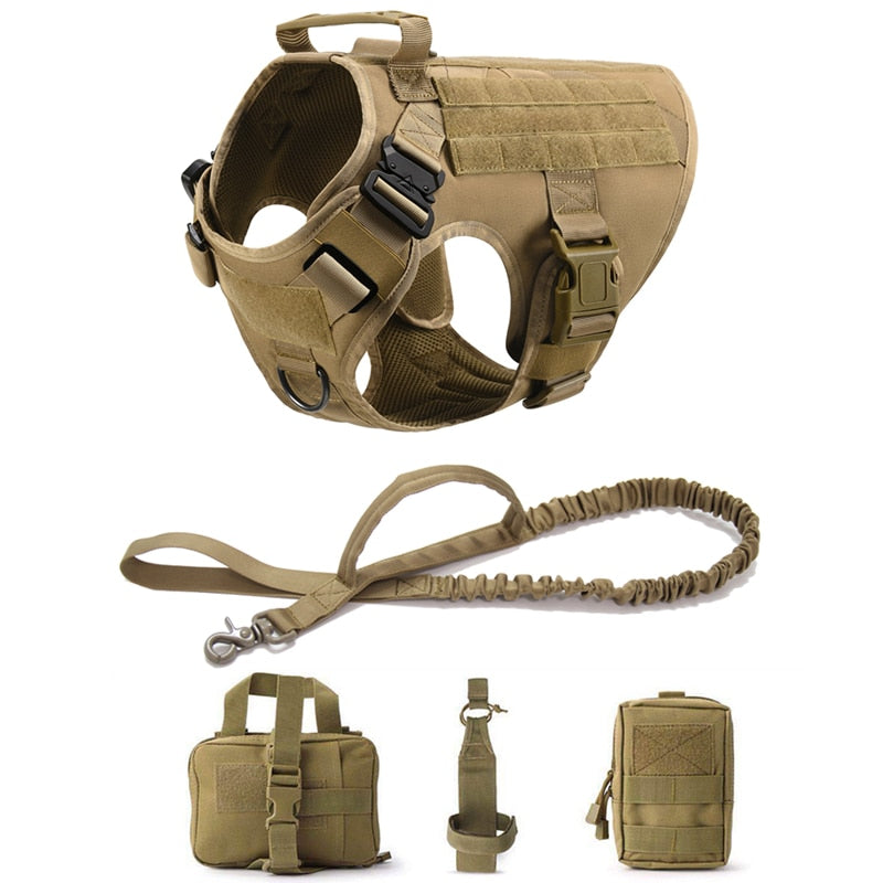 K9 Tactical Military Vest Tactical Training Dog Harness and Leash Set For All Breeds Dogs