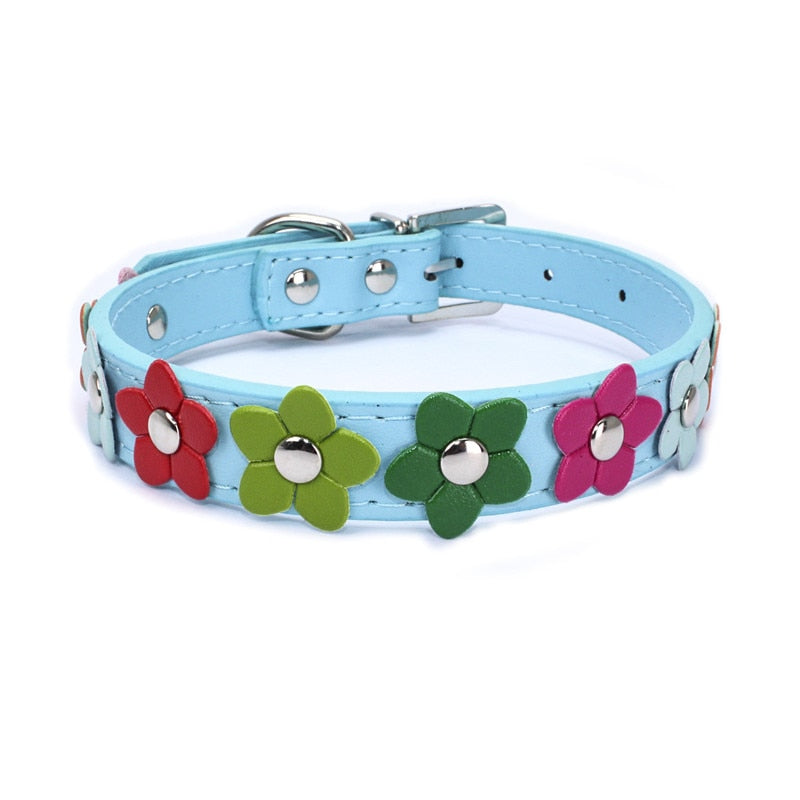 Harko flowers dog collar PU leather