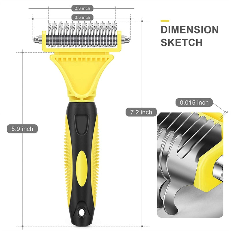 Pets Stainless Steel Grooming Brush Two-Sided Shedding and Dematting