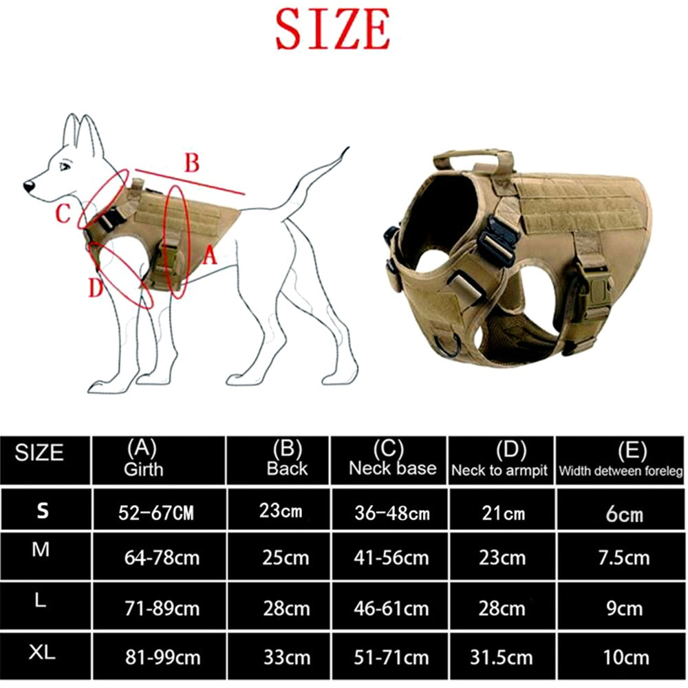 K9 Tactical Military Vest Tactical Training Dog Harness and Leash Set For All Breeds Dogs