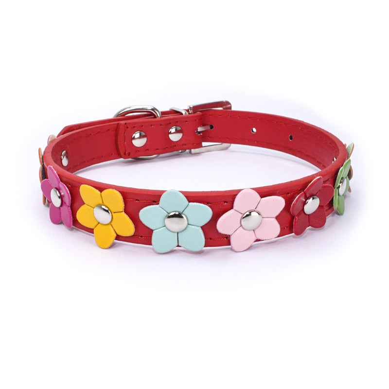 Harko flowers dog collar PU leather