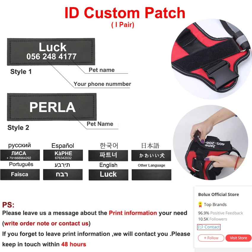 Personalized dog harness with Name ID