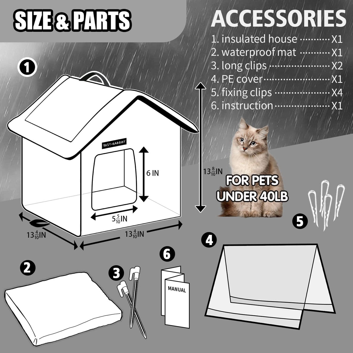 Waterproof outdoor cat house