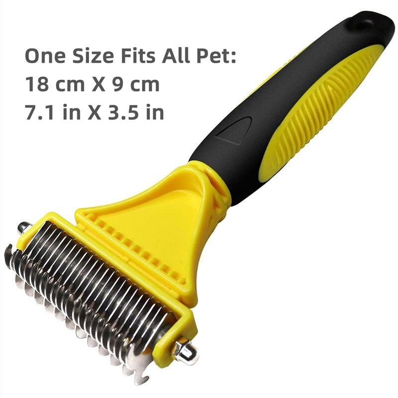 Pets Stainless Steel Grooming Brush Two-Sided Shedding and Dematting