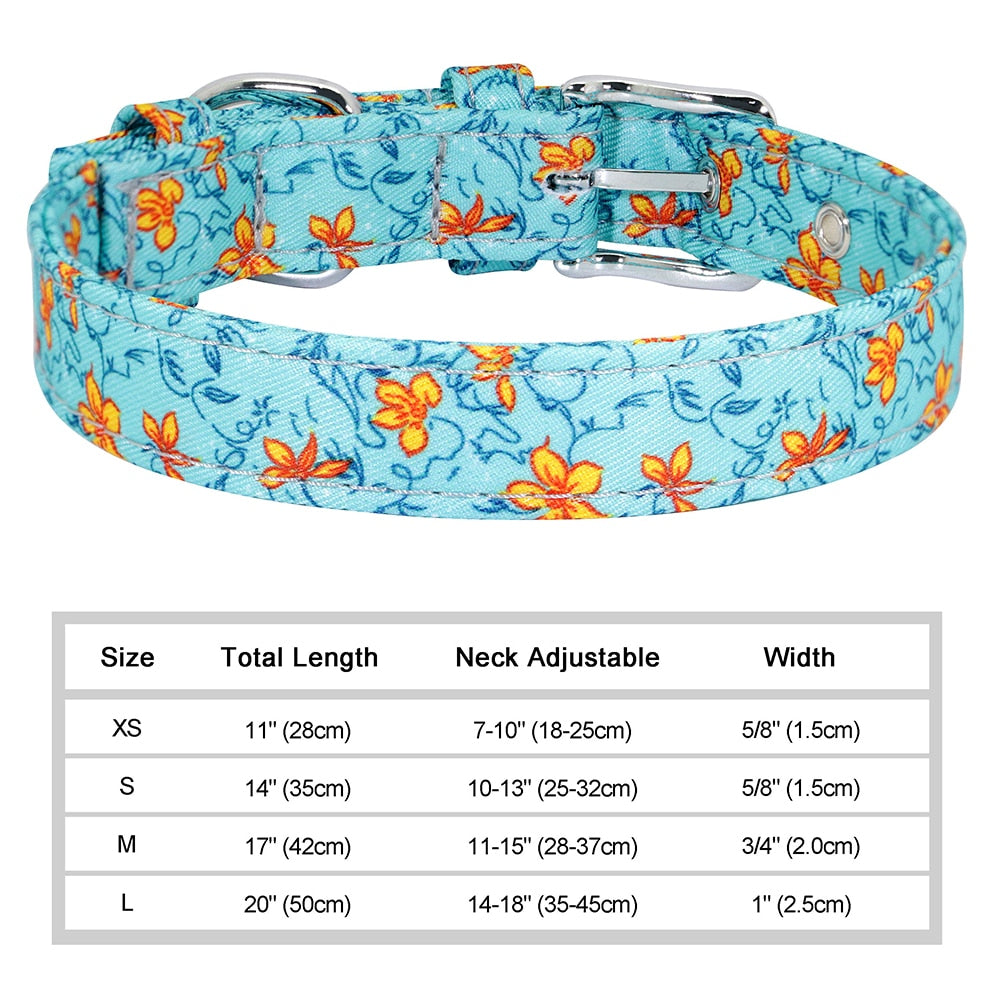 12 Styles Nylon floral printed dog collar