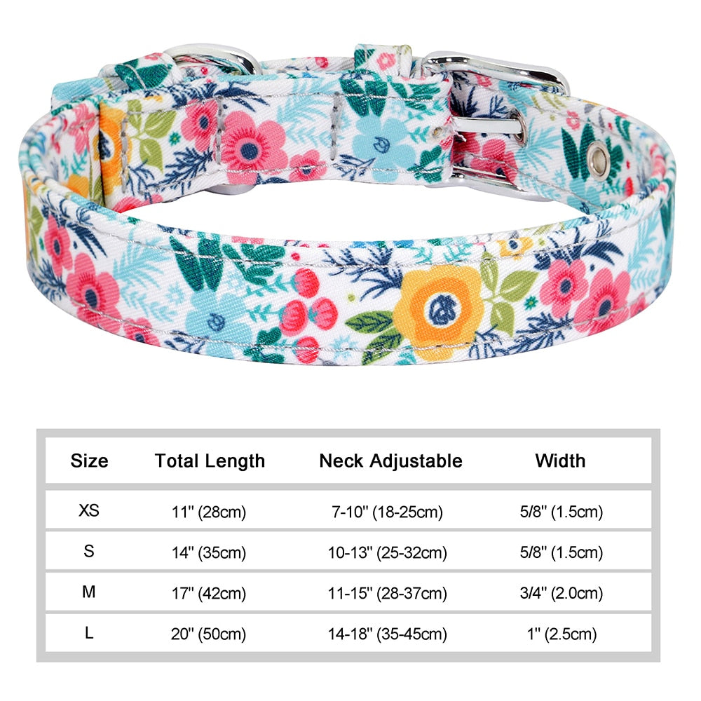 12 Styles Nylon floral printed dog collar