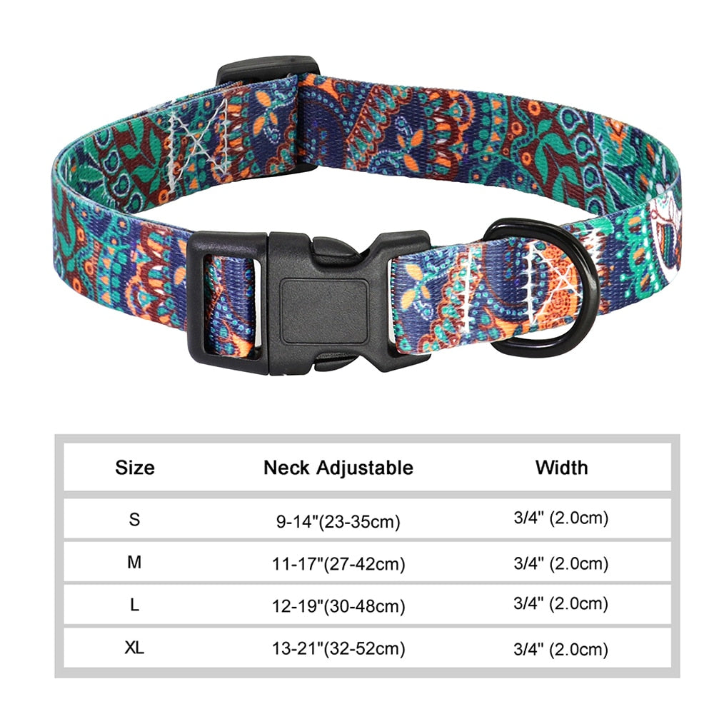 12 Styles Nylon floral printed dog collar