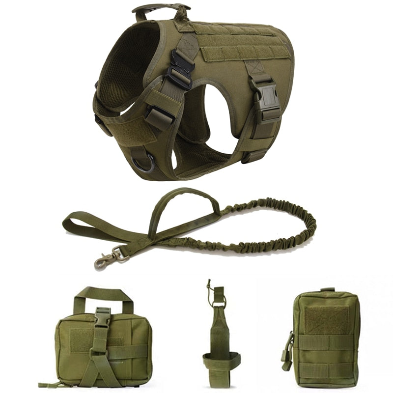 K9 Tactical Military Vest Tactical Training Dog Harness and Leash Set For All Breeds Dogs