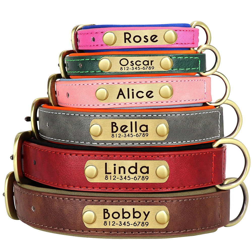 Customized leather dog collar - Free engraving