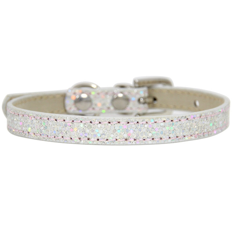 Shining Diamond Rhinestone Cat  Dog Cat Collar Leather