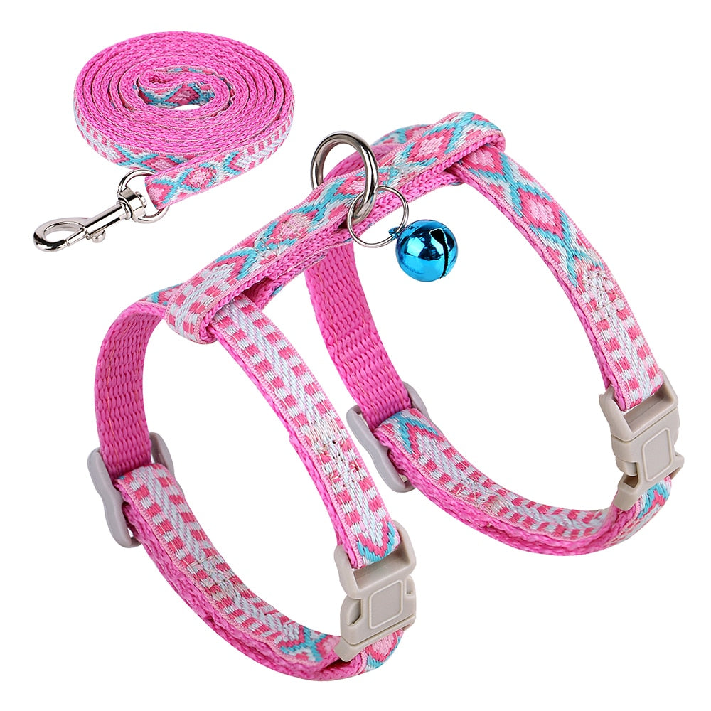 Nylon cat harness and lead set