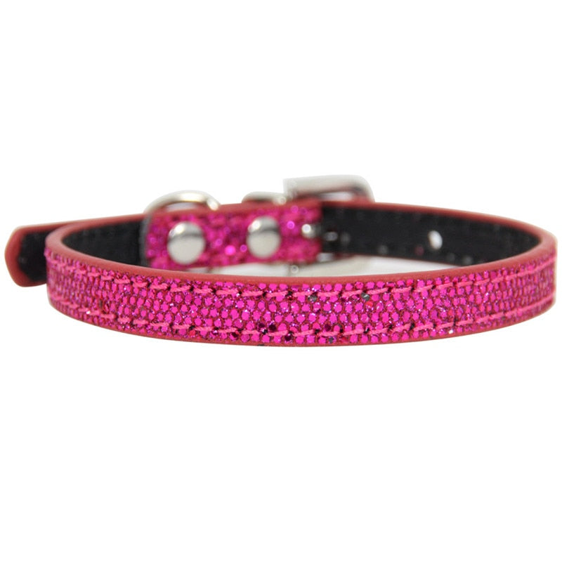 Shining Diamond Rhinestone Cat  Dog Cat Collar Leather