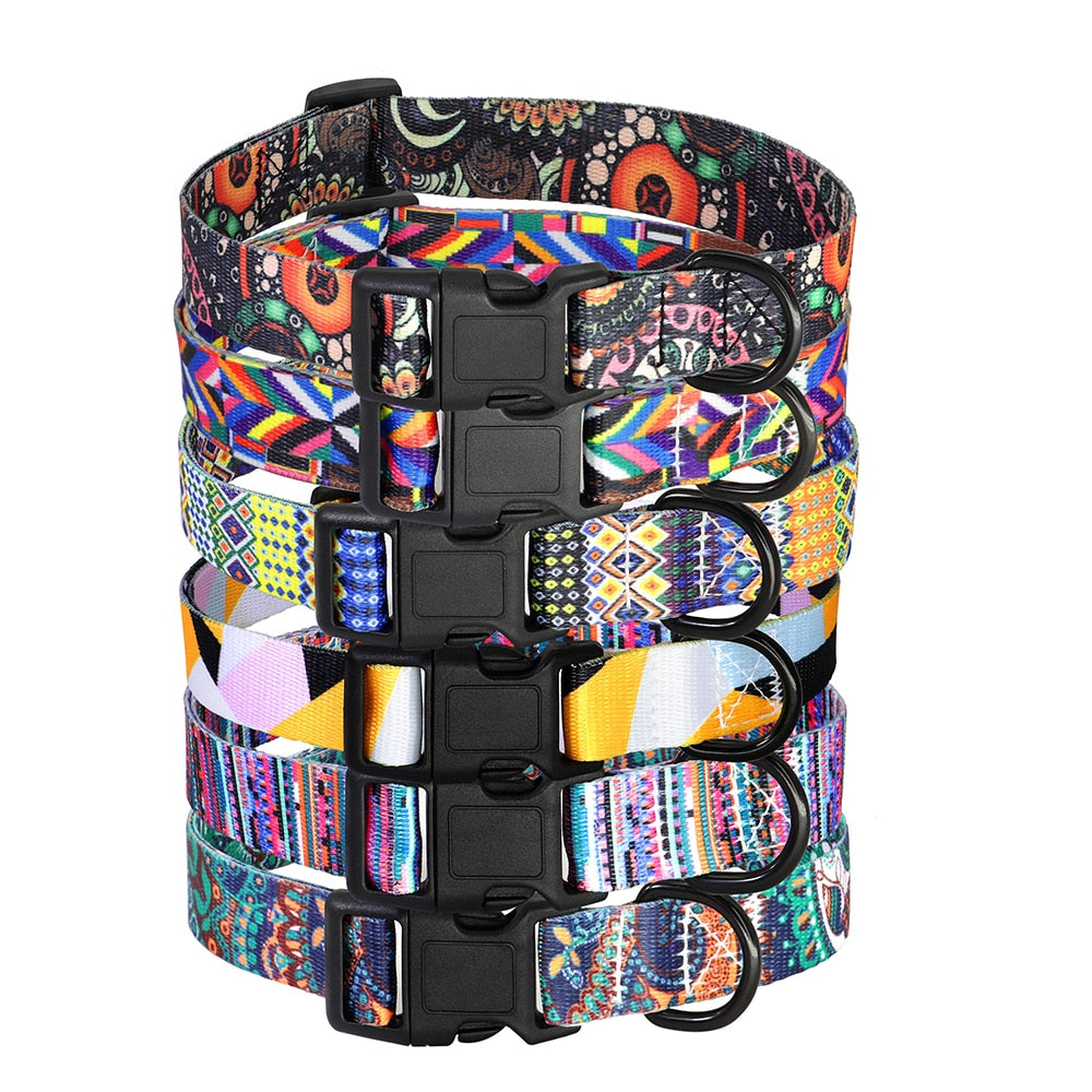 12 Styles Nylon floral printed dog collar