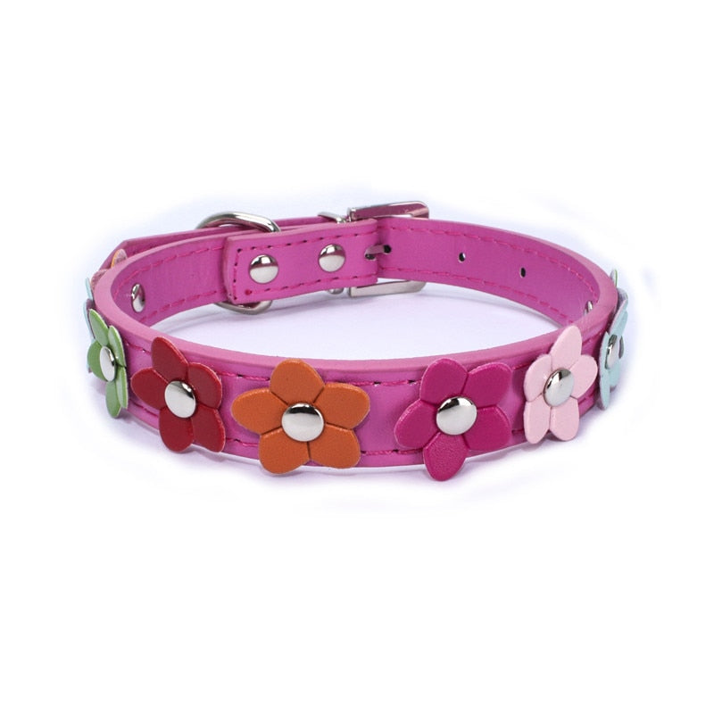 Harko flowers dog collar PU leather