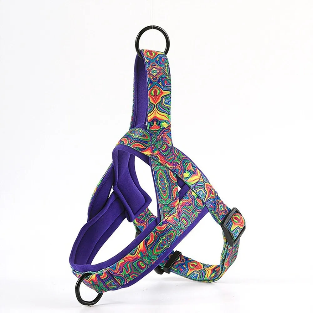 Pet  Adjustable Harness Nylon Bright Pattern Breathable