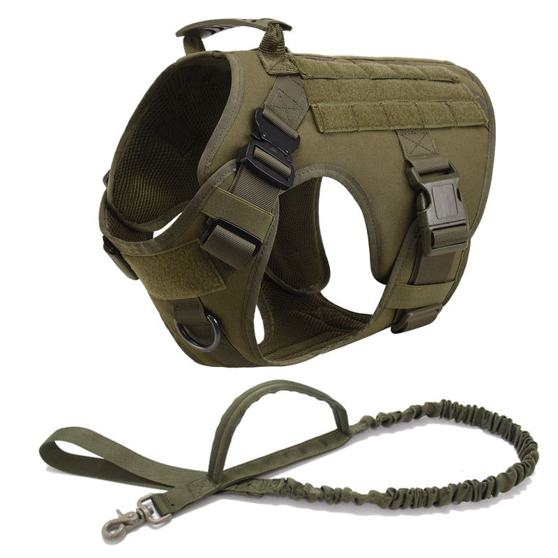 K9 Tactical Military Vest Tactical Training Dog Harness and Leash Set For All Breeds Dogs