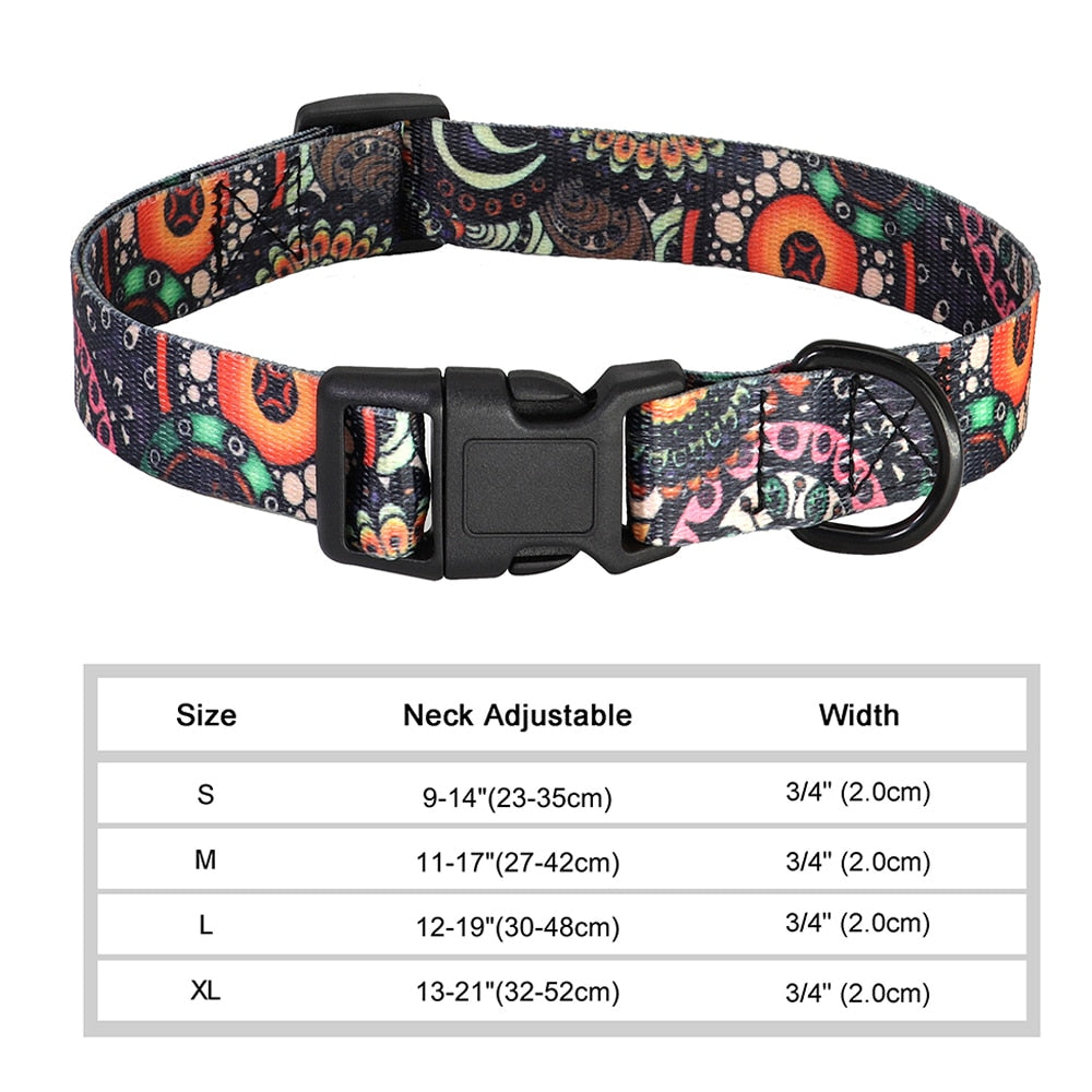 12 Styles Nylon floral printed dog collar