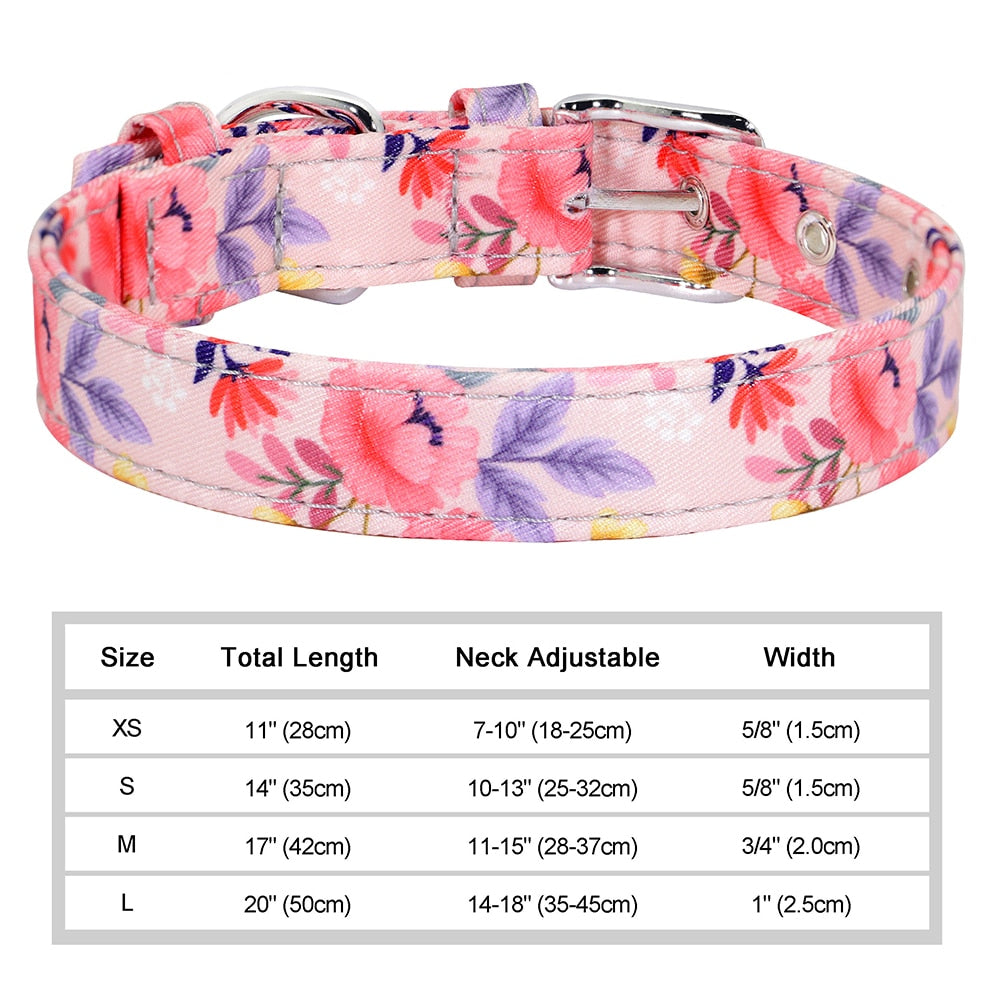 12 Styles Nylon floral printed dog collar