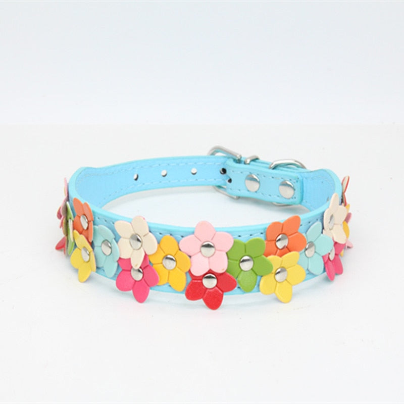 Harko flowers dog collar PU leather