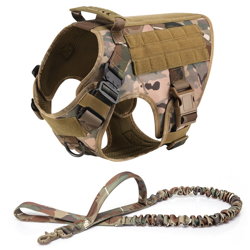 K9 Tactical Military Vest Tactical Training Dog Harness and Leash Set For All Breeds Dogs