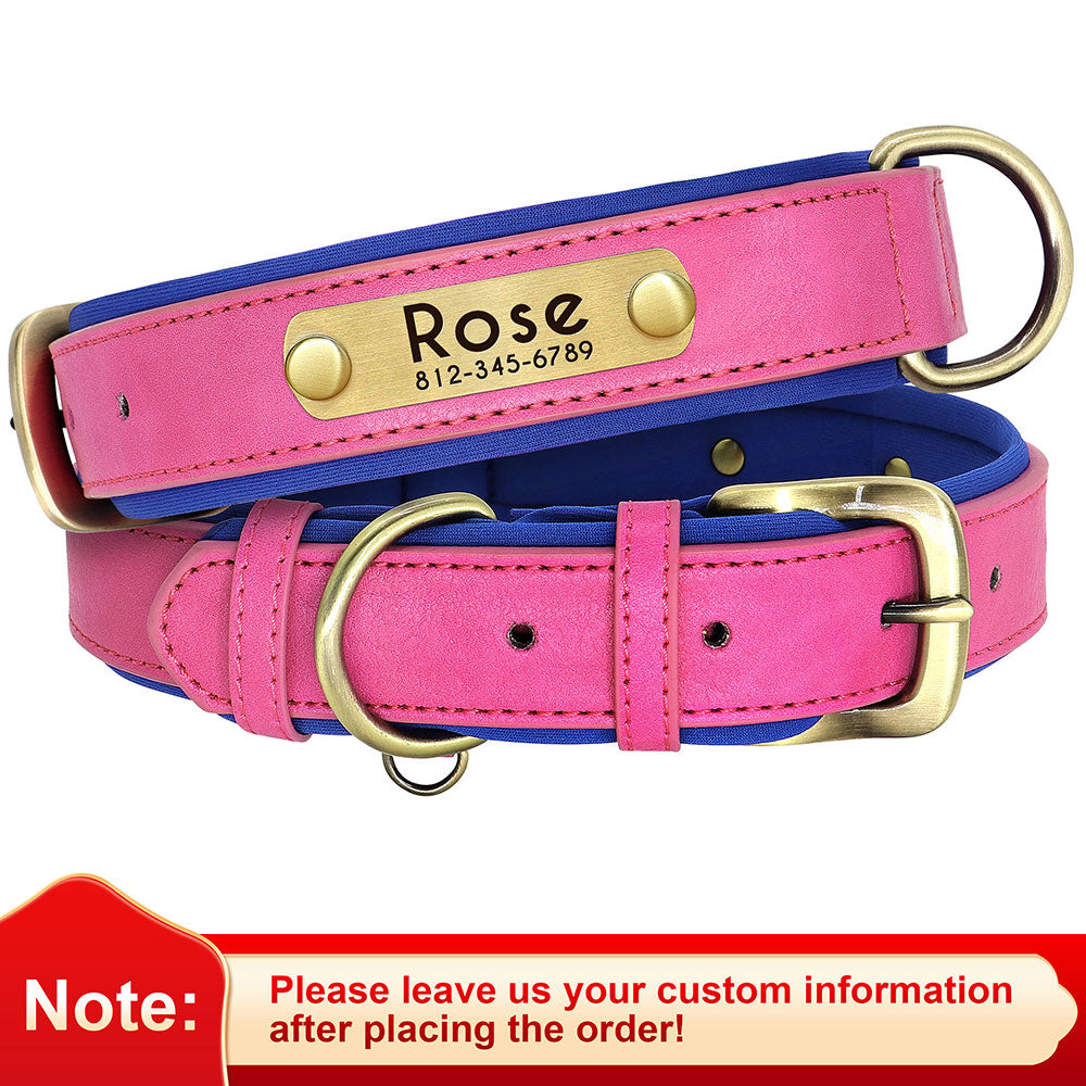 Customized leather dog collar - Free engraving