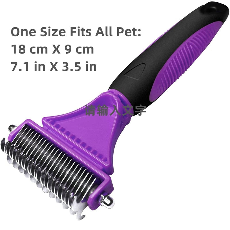 Pets Stainless Steel Grooming Brush Two-Sided Shedding and Dematting