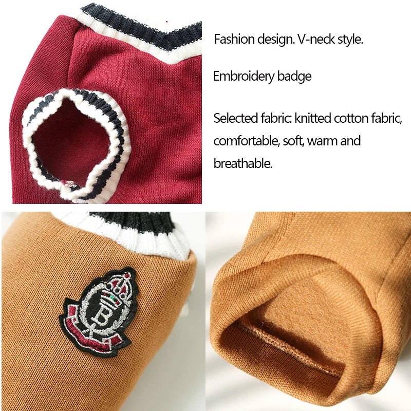 College Style Pet Dog Sweater Winter Warm Dog Clothes XS-5XL