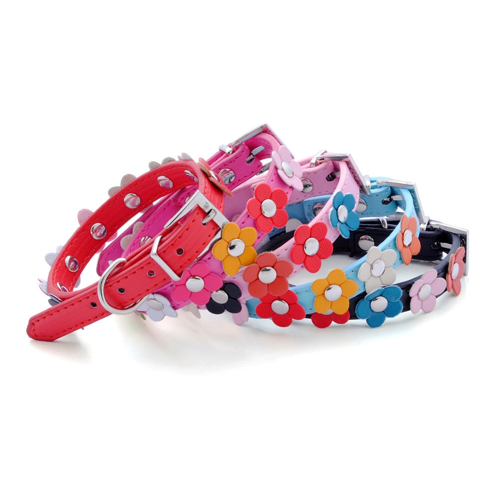 Harko flowers dog collar PU leather