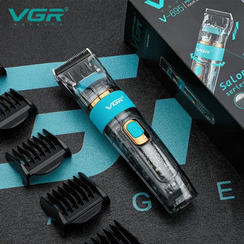 VGR Hair Clipper Transparent Hair Trimmer Waterproof High Speed Hair Cutting Machine Rechargeable with Travel Lock V-695