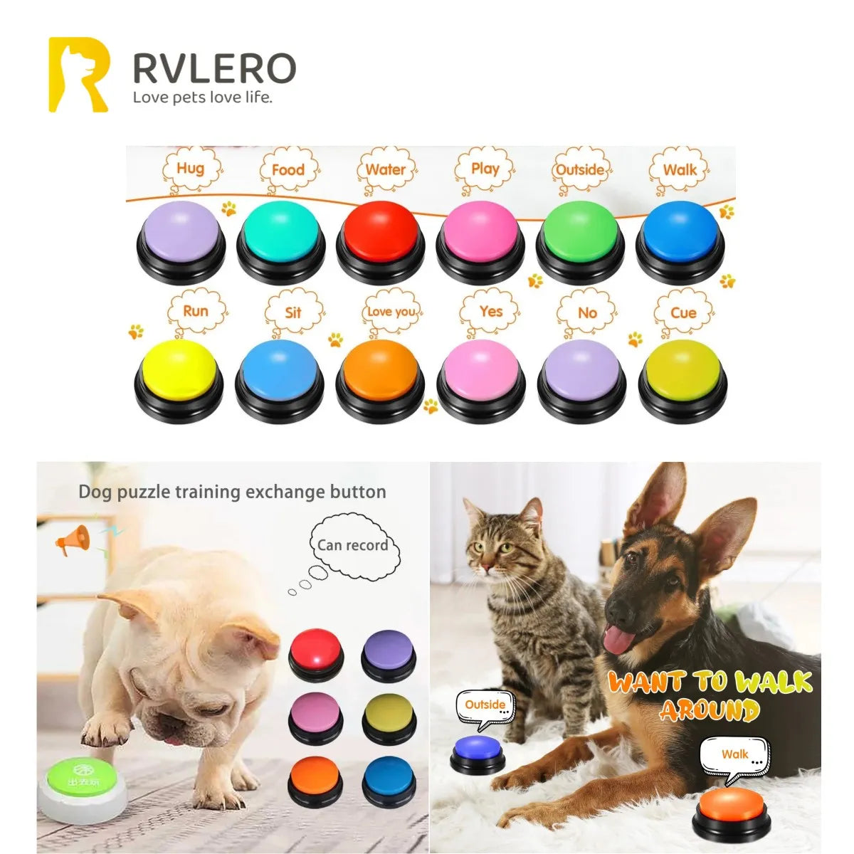 Dog Communication Buttons Voice Recording Button for Pet Training