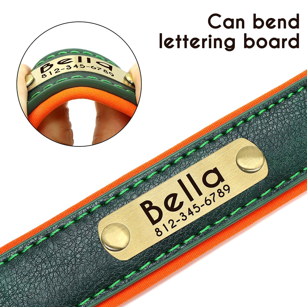 Customized leather dog collar - Free engraving