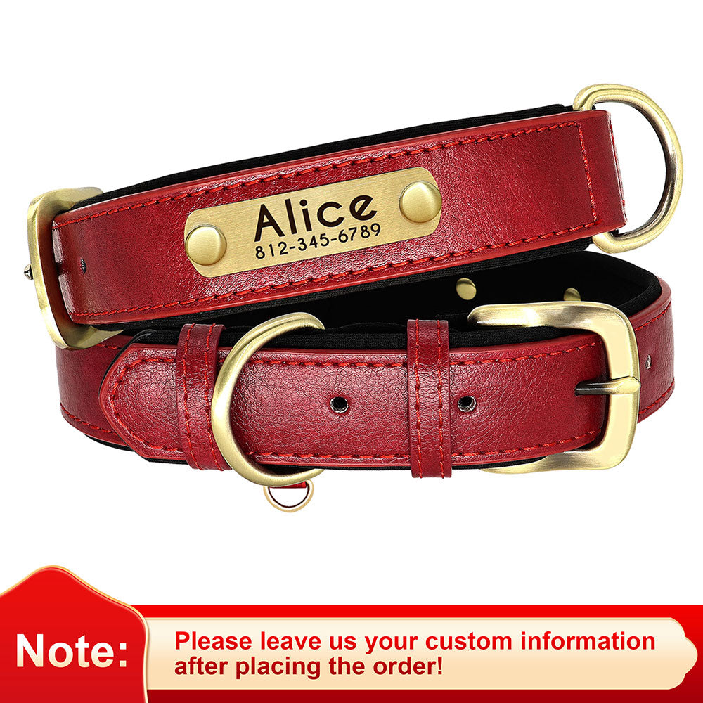 Customized leather dog collar - Free engraving