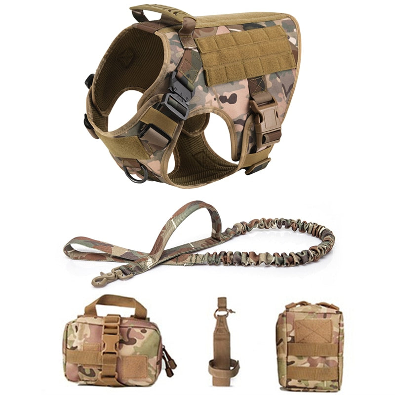 K9 Tactical Military Vest Tactical Training Dog Harness and Leash Set For All Breeds Dogs