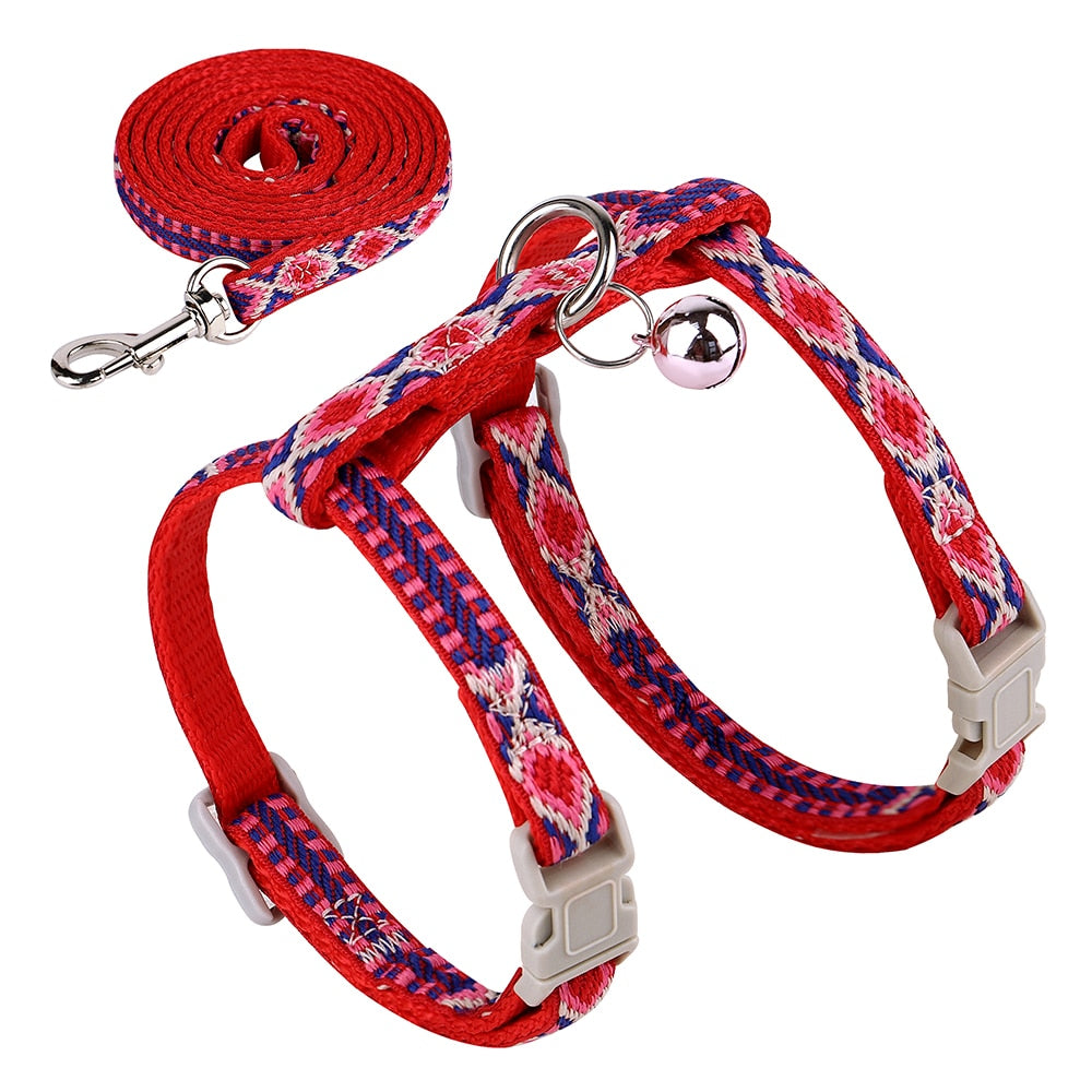 Nylon cat harness and lead set