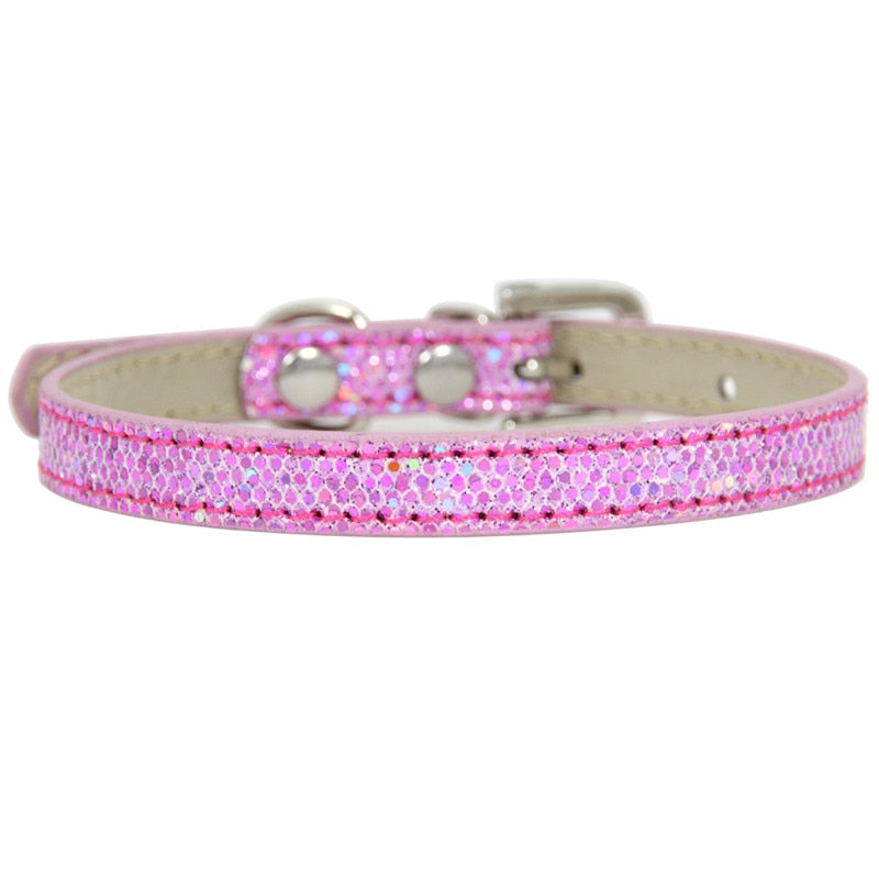 Shining Diamond Rhinestone Cat  Dog Cat Collar Leather