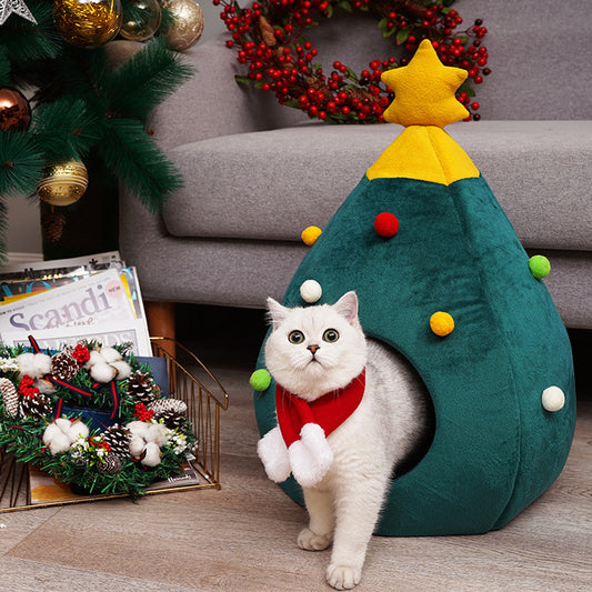 Cat Christmas tree bed