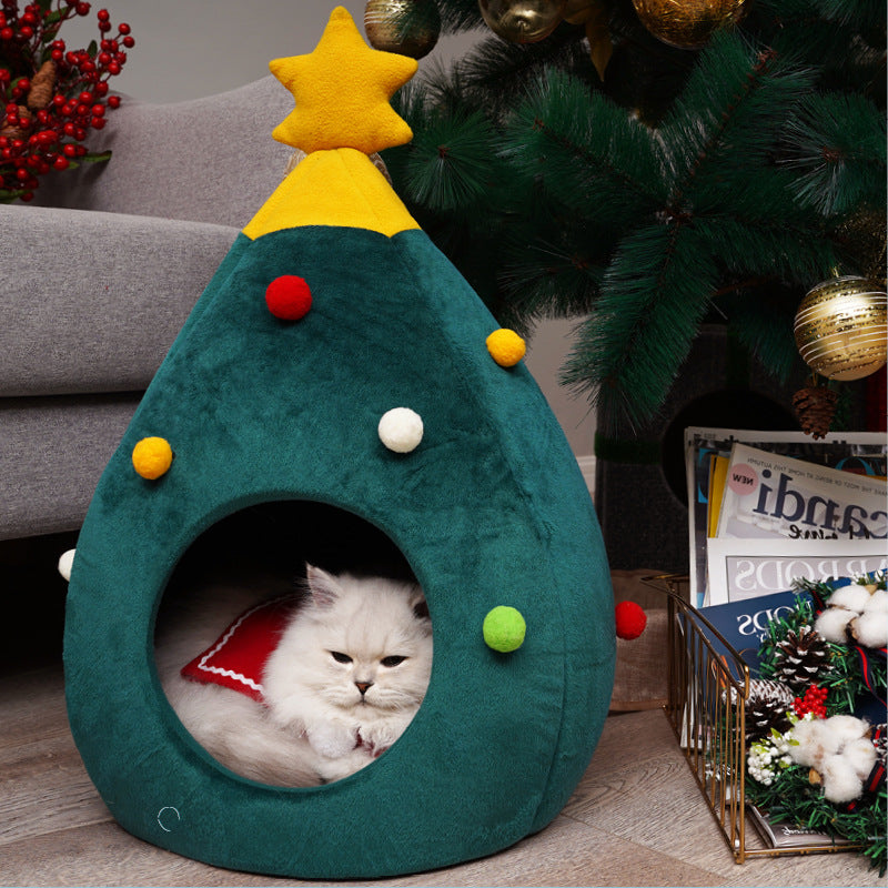 Cat Christmas tree bed