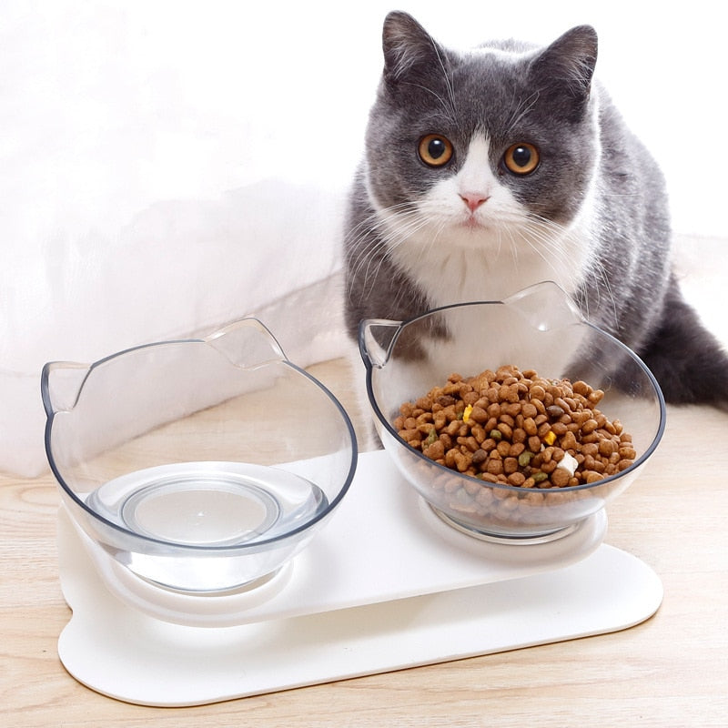 Non-slip single/double cat bowl with stand