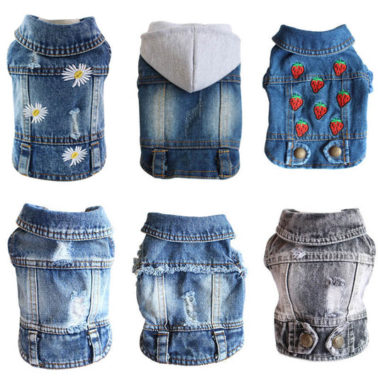 XS-2XL Denim Dog Clothes Cowboy Pet Dog Coat