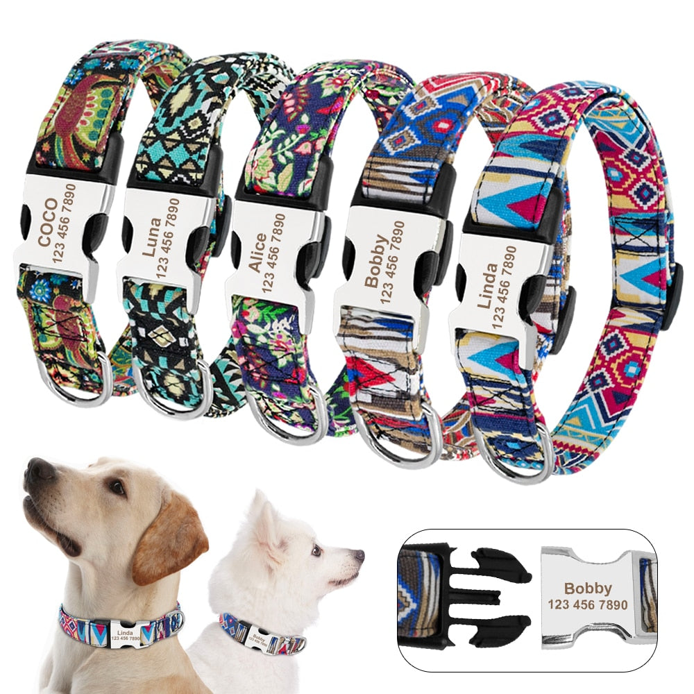 Custom Nylon Dog Collar - Free Engraving