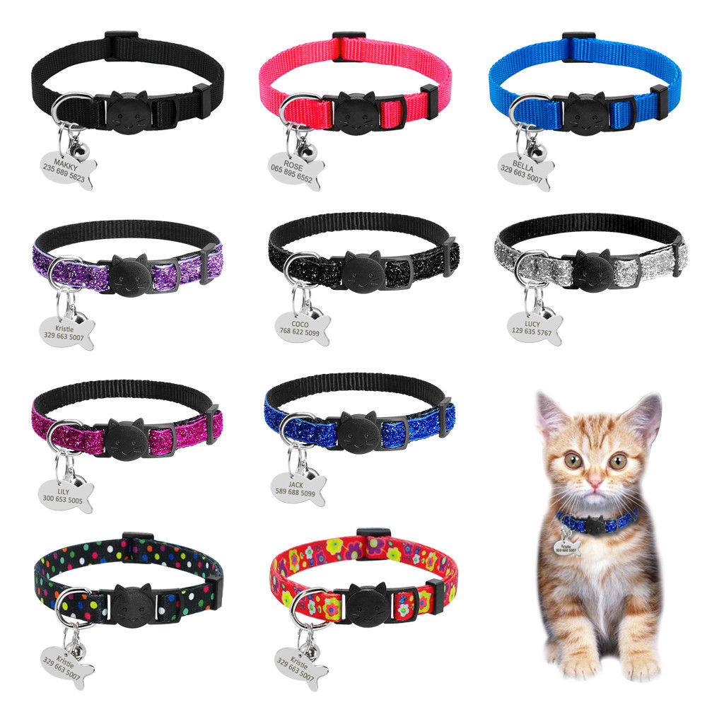 Safety Breakaway Cat Collars Quick Release Kitten Collar Personalized Custom