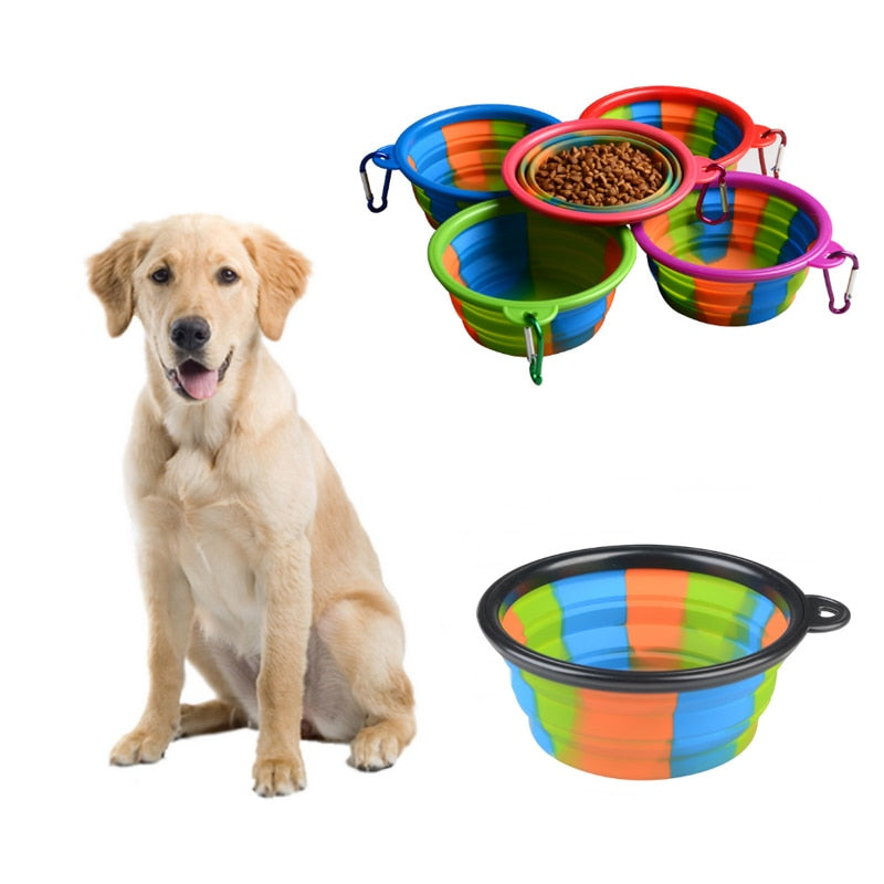 Folding silicone dog bowl