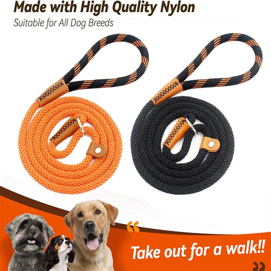 Orange/black 185cm training dog lead