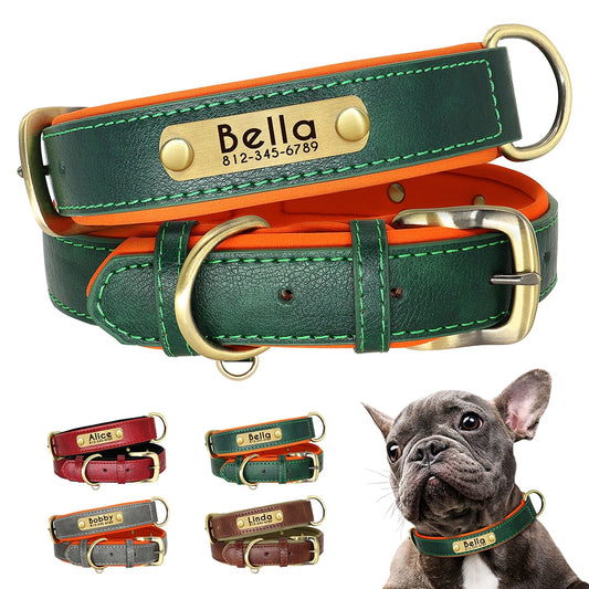 Customized leather dog collar - Free engraving